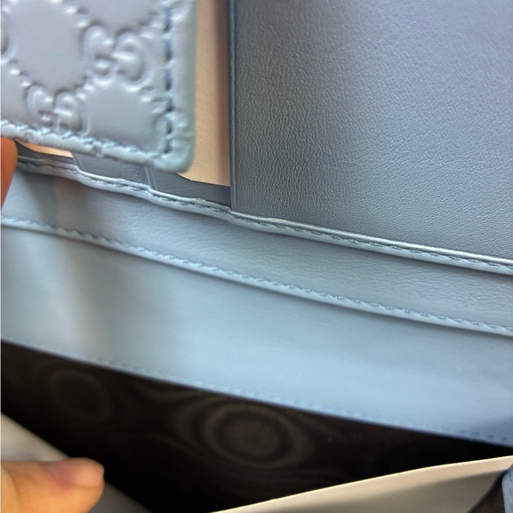 Gucci Micro Guccissima Light Blue GG Leather Multi Pocket Wallet NWOT Authentic - Picture 9 of 14